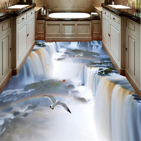 Beibehang Bathroom Floor Waterfall 3d Wall Paper Mural Thickening