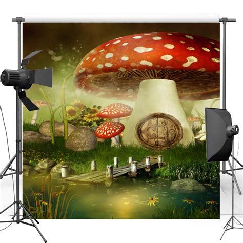 Alice In Wonderland Vinyl Backdrop For Children Photo Studio Mushroom