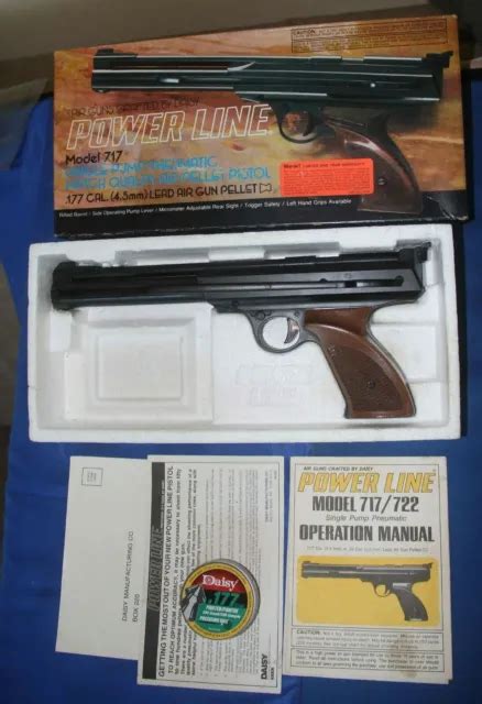 DAISY POWERLINE 717 PNEUMATIC AIR PISTOL W BOX MANUAL TESTED 420 Fps