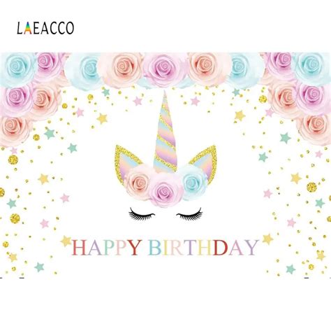 Laeacco Birthday Rainbow Unicorn Communion Party Kid