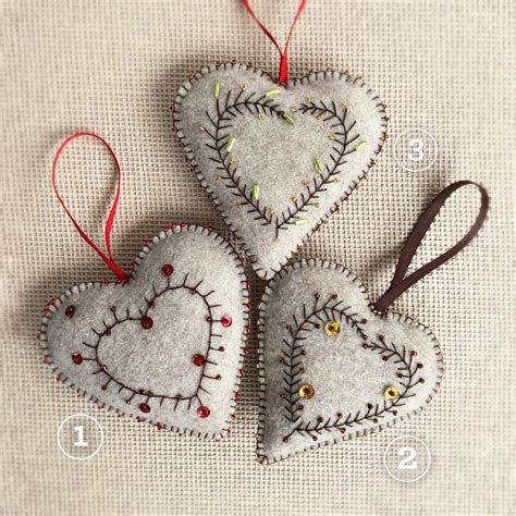 Elegant Felt Heart Ornament Gift Decoration Etsy Ornamento De