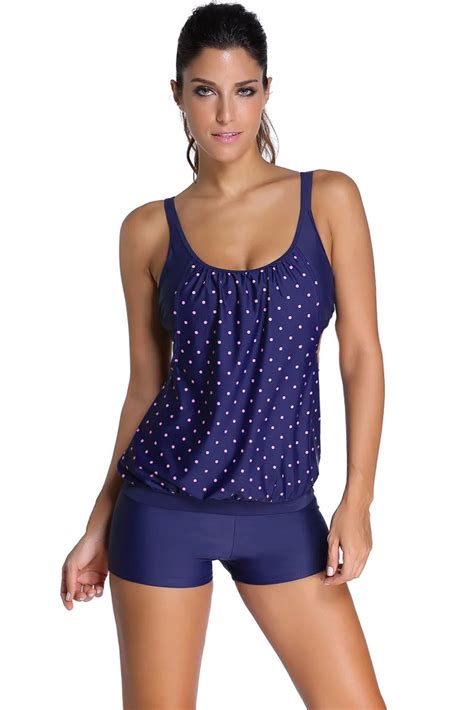 Echoine Women Tankini With Trunks Layered Style Two Piece Swimming