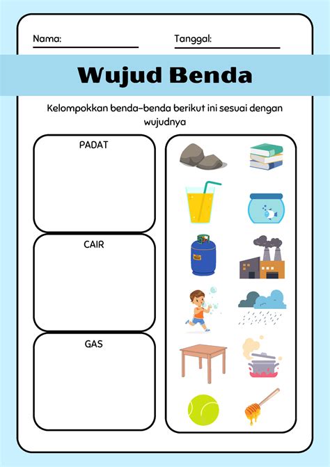LKPD Wujud Benda - LKPD - Nama: Wujud Benda Kelompokkan benda-benda