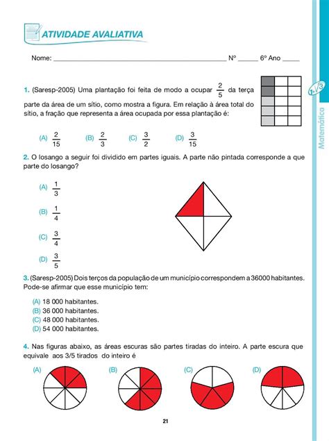 Exercicios De Matematica 6 Ano Pdf Educa