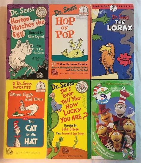 Dr Seuss VHS Lot Of 6 Cat In The Hat Green Eggs Lorax Hop On Pop
