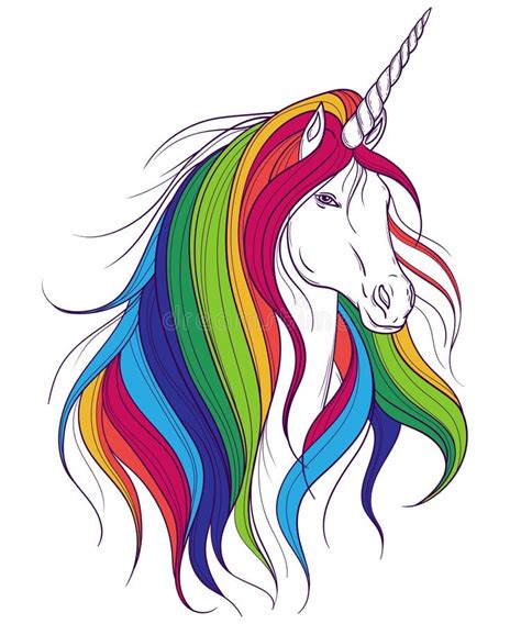 Unicorn With Rainbow Mane On White Background Stock Vector