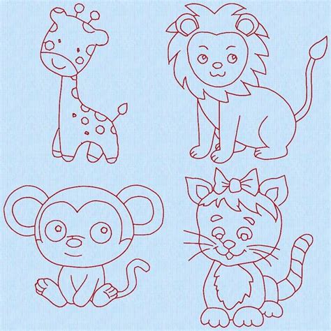Animal Redwork 2 Machine Embroidery Designs 2 3 4 5 6 7 Etsy In 2020