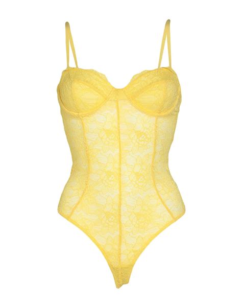 Ow Collection Lingerie Bodysuit In Yellow Lyst