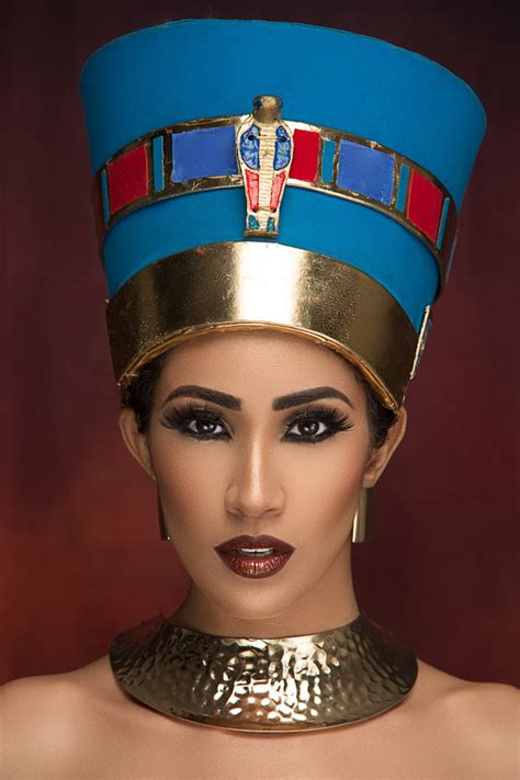 Egyptian Queen Nefertiti Costume Female Model With Make Up And Ancient Randa Eissa