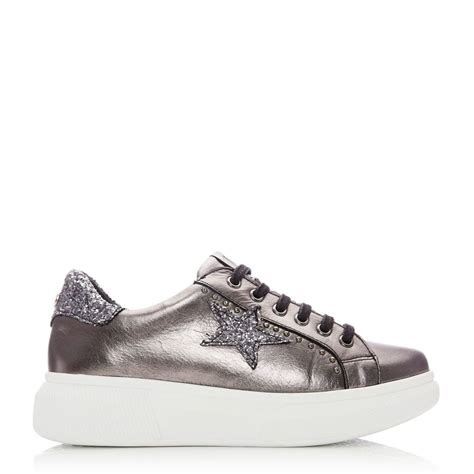 Aaliyah Pewter Leather Shoes From Moda In Pelle Uk