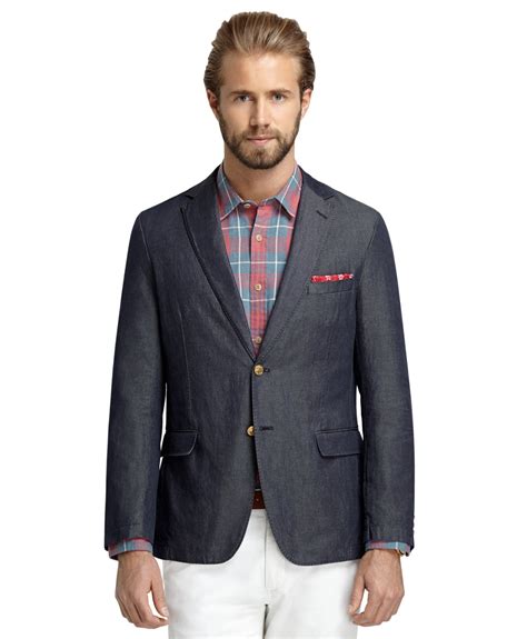 Brooks Brothers Washed Denim Sport Coat In Blue For Men Navy Lyst