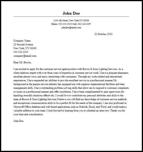 Customer Service Agent Cover Letter Example Resume Now