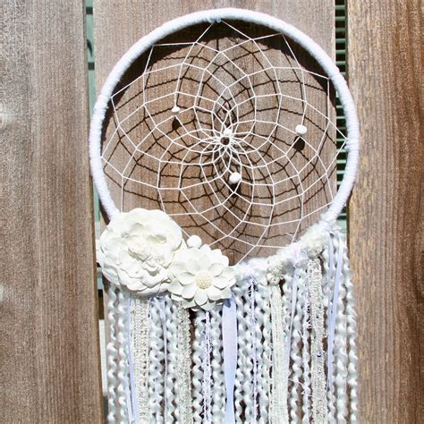 Lovely White Dream Catcher With Beautiful White Flowers Perfect For A