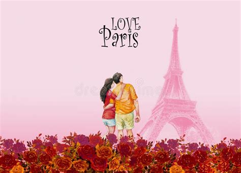 Eiffel Tower Roses Paintings Stock Illustrations 9 Eiffel Tower Roses