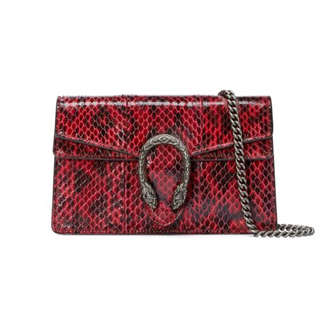 Gucci Leather Dionysus Super Mini Snakeskin Bag In Red Lyst
