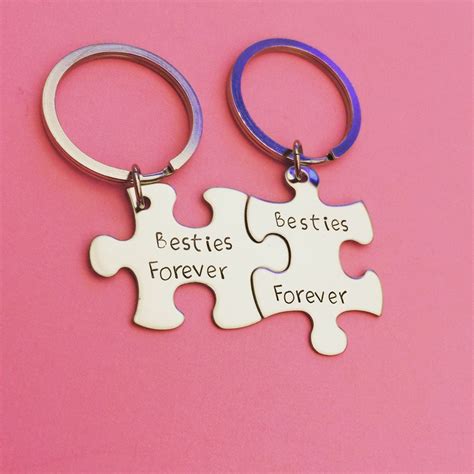 Besties Forever Best Friend T Besties Keychains Puzzle Piece Key