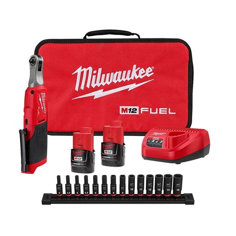 Milwaukee M12 Fuel 12 Volt Cordless High Speed 14 In Ratchet Kit With
