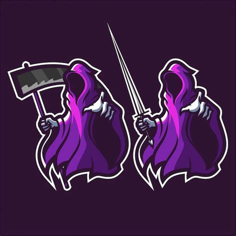 Grim Reaper Holding Scythesword Esport Gaming Mascot Logo Template