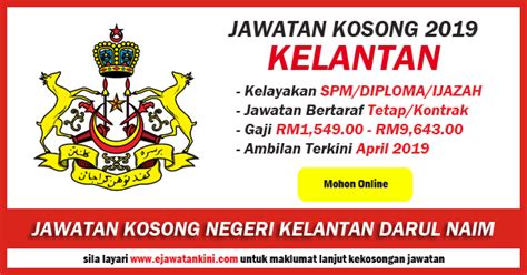 Click the link below to apply and kindly check the closing date and the requirement for the position.only shortlisted. Jawatan Kosong 2019 Negeri Kelantan Darul Naim - Kelayakan ...