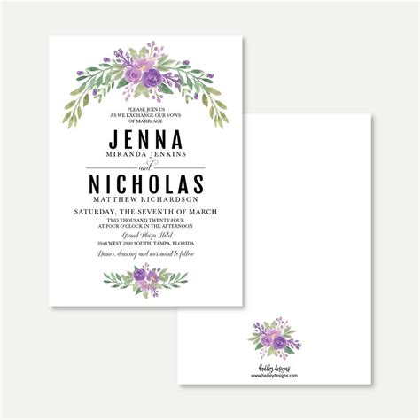Purple Floral Arch Wedding Invitation Template Bohemian Wedding