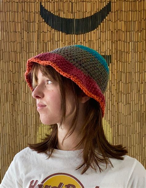 Boho Crochet Bucket Hat Multi Color Etsy