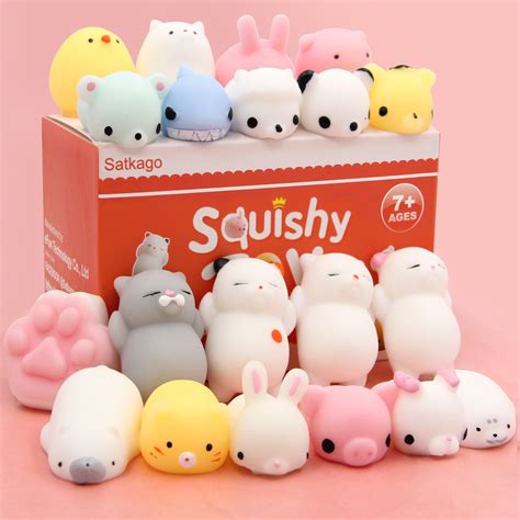 1020pcs New Mochi Squishy Toys Satkago Mini Squishies Mochi Animals