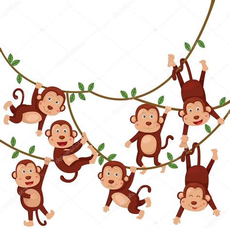 Illustrator Of Monkeys Funny Cartoon — Stock Vector © Chingowinn 56963839