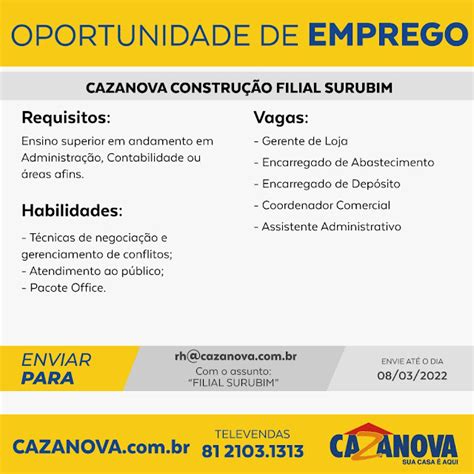Blog Negócios Informes Cazanova Construção oferta dezenas de vagas de emprego em Surubim