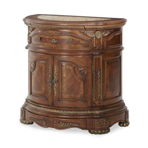 Aico by michael amini cortina king bedroom set honey walnut cedar wood. Aico Cortina Bedside Chest N65040-28