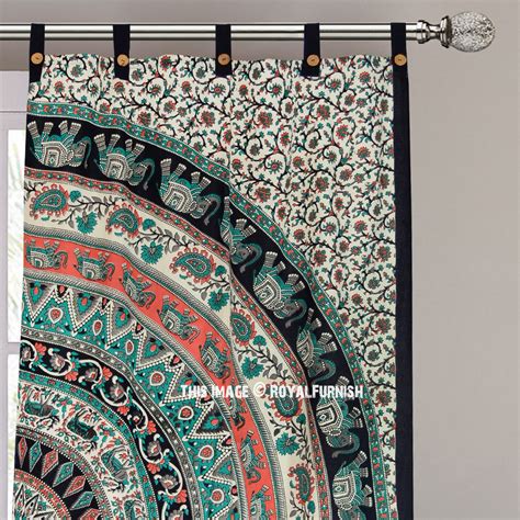 Multi Colorful Merida Mandala Tapestry Curtain Panel Pair