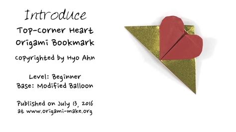 Introducing A Top Corner Heart Origami Bookmark Hyo Ahn Youtube