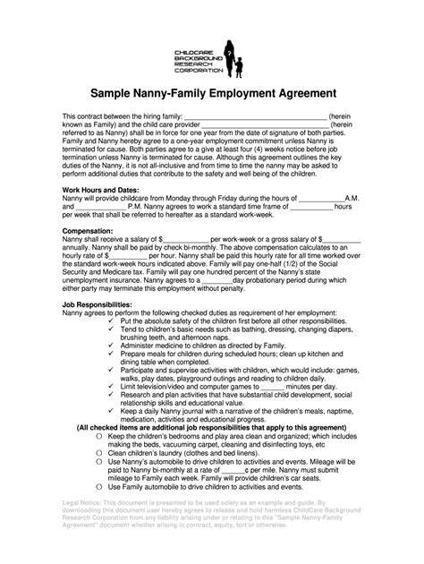Nanny Contract Editable Fill Out And Sign Online Dochub