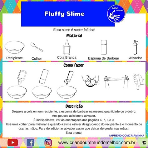 Atividades para crianças férias muitas receitas de slime Fluffy slime