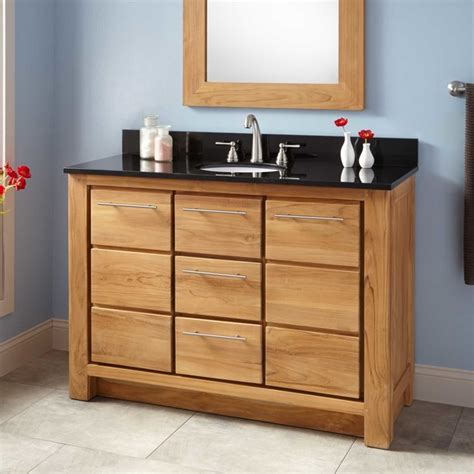 48 Narrow Depth Venica Teak Vanity For Undermount Sink Transitional