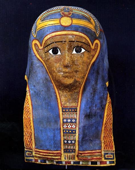 Egyptian Ptolemaic Mummy Mask Cartonnage With A Winged Scarab On Forehead 1 From The