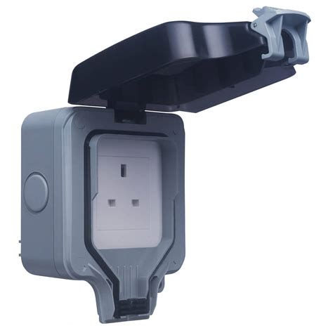 Bg 13 Amp 1 Gang Unswitched Weatherproof Socket Ip66 Rated Greyblack
