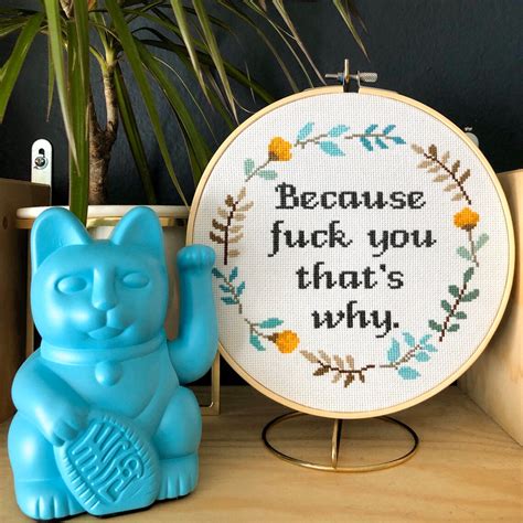 because fuck you cross stitch pattern quote cross stitch etsy