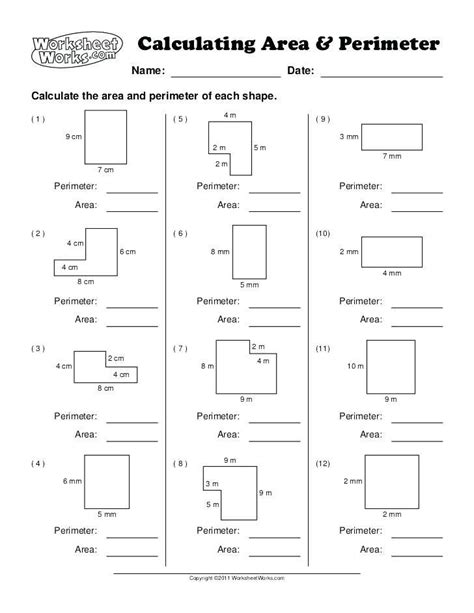 Perimeter And Area Worksheets