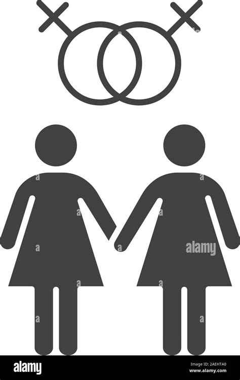 Lesbian Couple Icon Silhouette Symbol Two Women Holding Hands Lesbian Girls With Interlocked
