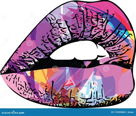 Abstract Colorful Woman Lips Stock Vector Illustration Of Multicolor Closeup 115955084