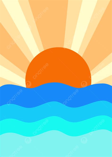 Cartoon Sunlight Scattering Background At Sunrise Sunrise At Sea