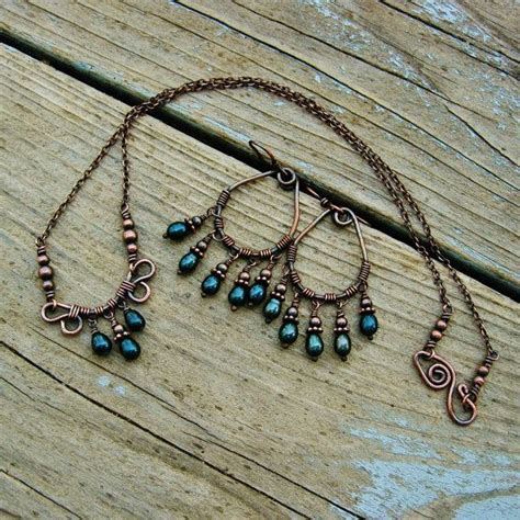 Antiqued Copper And Deep Teal Freshwater Pearl By BearRunOriginals