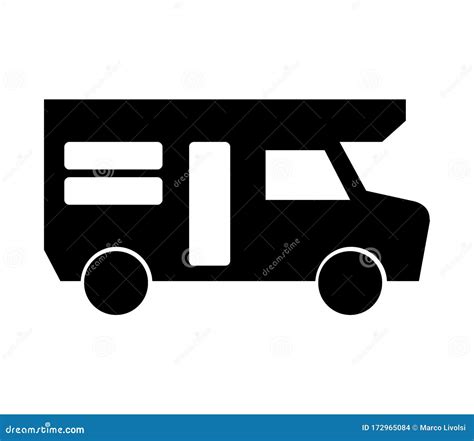 Camper Icon Black Isolated On White Background Vector Illustration