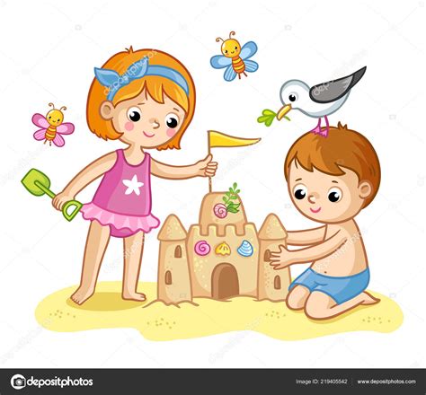 Buy clothes for kids online in singapore today! Girl building sandcastle cartoon | Cartoon Vector ...