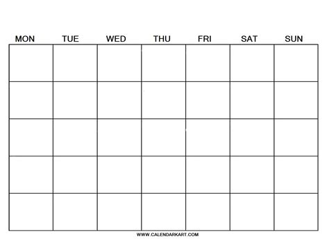 Blank Calendar Fillable Template Teaching Resources