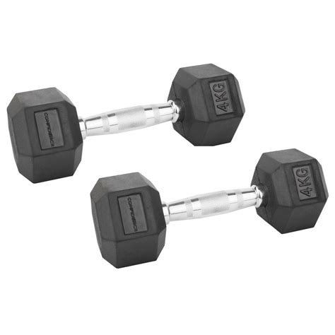 Confidence Fitness 4kg Rubber Hex Dumbbell Set Get Uk