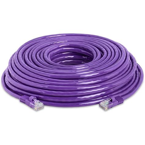 The recommended maximum length cable run length is 90 meters of cable backbone and 10 meters of patch cables. Purple CAT 5E RJ45 CCA Ethernet LAN network cable cord - 50 ft