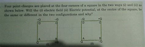 Four Point Charges Q Q Q And Q Are Placed At The Corners Of A Square