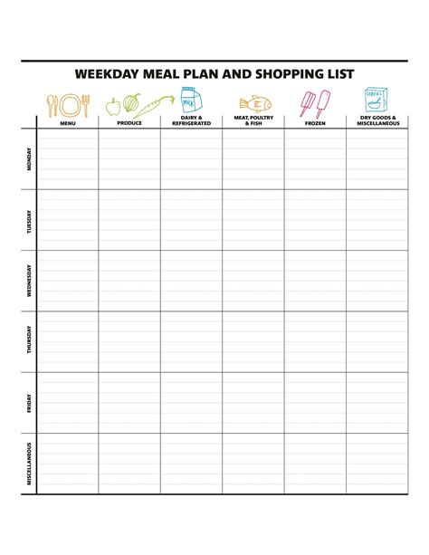 Free Printable Weekly Meal Planner Template With Grocery List Click On