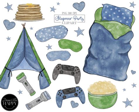 Slumber Party Clipart Sleepover Clipart Pajama Party Etsy